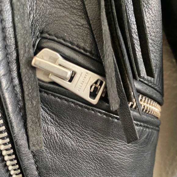 All Saints Tassel Fringe Balfern Leather Motorcycle Moto Jacket Black 0 - Picture 6 of 10